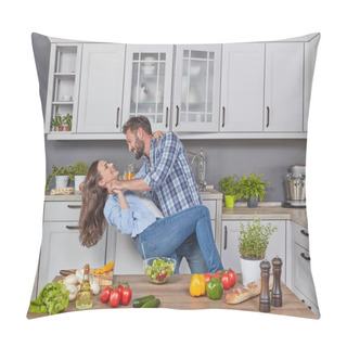 Personality  Young Couple Dancing In The Kitchen Pillow Covers