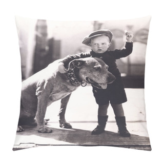 Personality  Little Boy And His Dog Pillow Covers