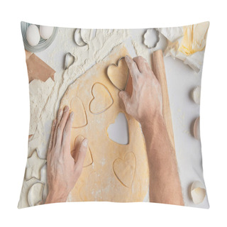 Personality  Cropped Image Of Chef Preparing Heart Shaped Cookies, Valentines Day Concept Pillow Covers
