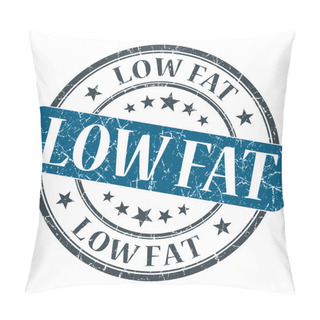 Personality  Low Fat Blue Grunge Round Stamp On White Background Pillow Covers