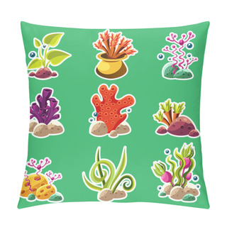 Personality  Cartoon Underwater Plants And Creatures Pillow Covers