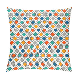 Personality  Repeated Diamonds And Lines Background. Geometric Motif. Seamless Surface Pattern With Bright Colors Rhombuses Ornament. Pillow Covers