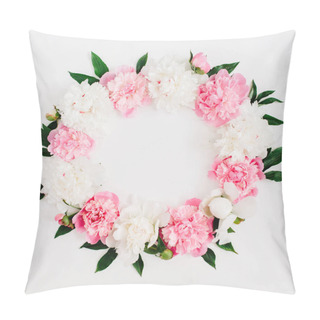 Personality  Frame Wreath Of Peony Flowers Pillow Covers