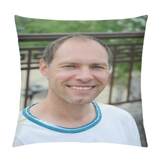 Personality  Smiling Middle Aged Man Pillow Covers