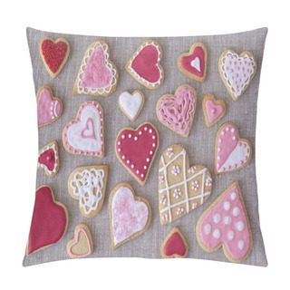 Personality  Red And Pink Heart Cookies Pillow Covers
