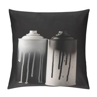 Personality  Graffiti Paint Cans On Black With Copy Space  Pillow Covers