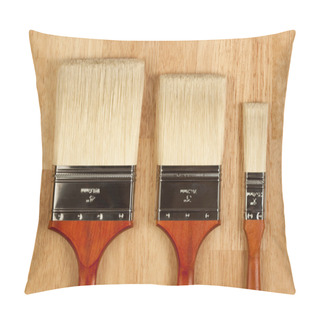 Personality  Three Different Sized New Paint Brushes Pillow Covers