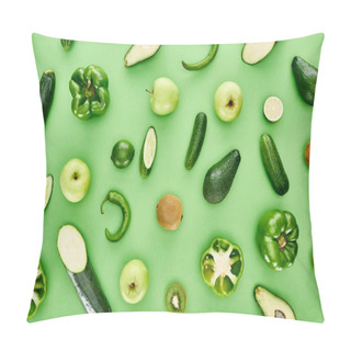 Personality  Top View Of Apples, Avocados, Cucumbers, Limes, Peppers, Kiwi And Zucchini Pillow Covers