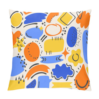 Personality  Hand Drawn Shapes In Different Colors Flat Icons Set.Retro Style Geometric Elements. Minimalistic Figures. Spots And Shapes.Color Isolated Illustrations Pillow Covers
