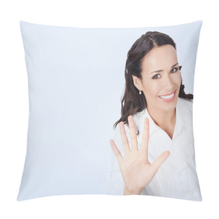 Personality  Businesswoman Showing Five Fingers Pillow Covers
