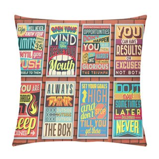 Personality  Set Of Retro Vintage Motivational Quotes Pillow Covers