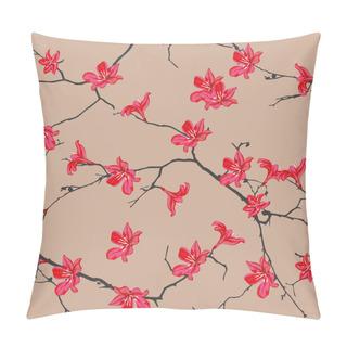 Personality  Red Flowers Almond Seamless Pattern Pillow Covers
