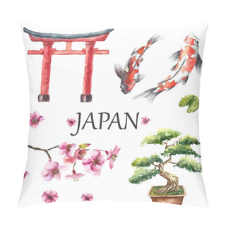 Personality  Watercolor Set Of Japan. Pillow Covers