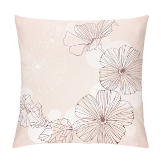 Personality  Romantic Frame With Pink Hibiscus Flowers. Pillow Covers