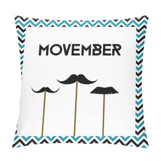 Personality  Movember. Men's Health Month. Cancer Awareness. Vector Card Pillow Covers
