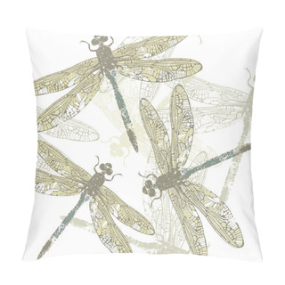 Personality  Seamless Pattern With Dragonfly's Pillow Covers