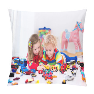 Personality Little Kids Playing With Toy Cars Pillow Covers