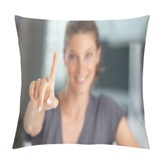 Personality  Woman Using Touch Screen Interface Pillow Covers