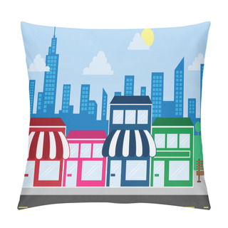 Personality  Store Fronts And Skyline Buildings Pillow Covers