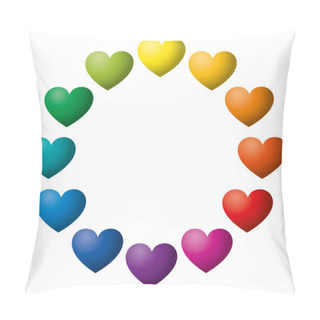 Personality  Twelve Rainbow Color Hearts Arranged In A Circle Pillow Covers