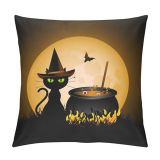 Personality  Witches Cauldron And Black Cat Pillow Covers