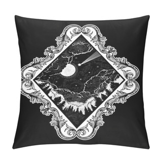 Personality  Forest And Night Sky In The Shape Of A Rhombus Pillow Covers