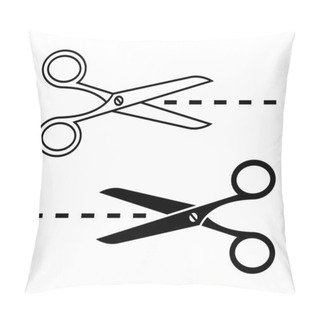 Personality  Vector Scissors With Cut Lines. Set Of Cutting Scissors Pillow Covers
