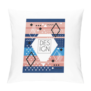 Personality  Colorful Card In Memphis Style. Abstract Geometric Pattern With Circles And Rhombuses. Place For Text. Vector Design For Print, Web Banner, Hipster Poster Pillow Covers