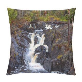 Personality  Mountain Waterfall. Fast Stream Water. Autumn Landscape Pillow Covers