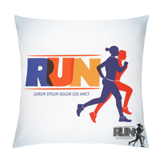Personality  Run Logo Template. Sport Logotype Template Pillow Covers