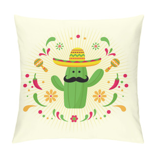 Personality  Cinco De Mayo Concept Of Cactus Element Background Pillow Covers