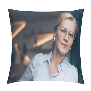 Personality  Pensive Woman In Eyeglasses Pillow Covers
