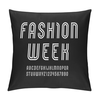 Personality  Striped Font Sans Serif, White Alphabet From Two Stripes, Capital Latin Letters And Arab Numbers Pillow Covers