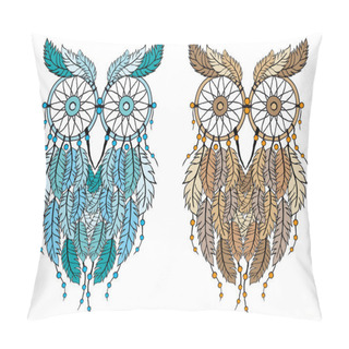 Personality  Dreamcatcher Owl, Vector Pillow Covers