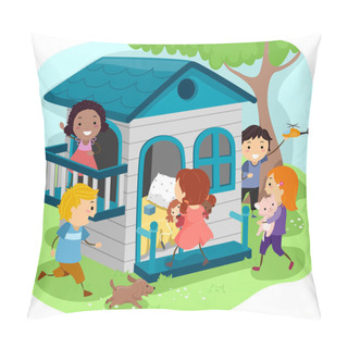 Personality  Kids On An Outdoor Playhouse Pillow Covers