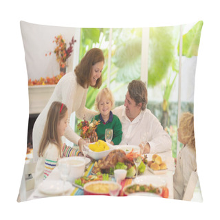 Personality  Family With Kids At Thanksgiving Dinner. Turkey. Pillow Covers