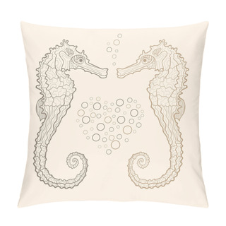 Personality  Vector Seahorse In Love Pillow Covers