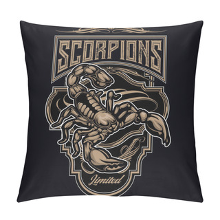 Personality  Scorpions Mascot Drawing Logo Vintage Vector Illustration Pillow Covers