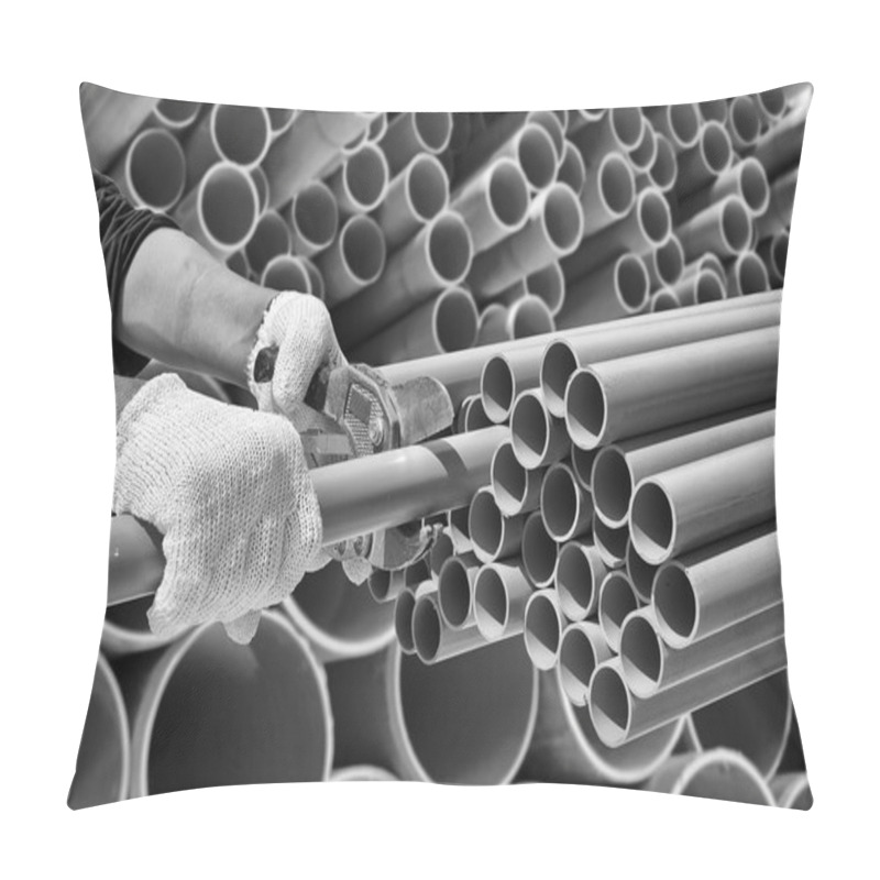 Personality  Worker Cut Pvc Pipe In Construction Site Pillow Covers