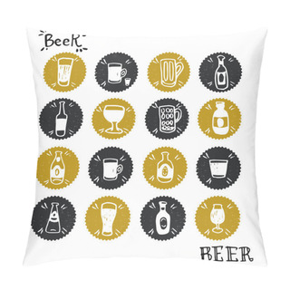 Personality  Doodle Beer Bottles And Glasses Pillow Covers