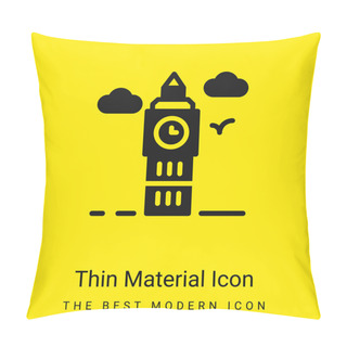 Personality  Big Ben Minimal Bright Yellow Material Icon Pillow Covers