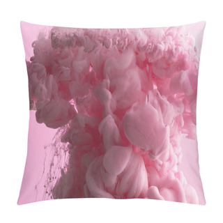 Personality  Close Up View Of Pink Paint Splash In Water Isolated On Pink Pillow Covers