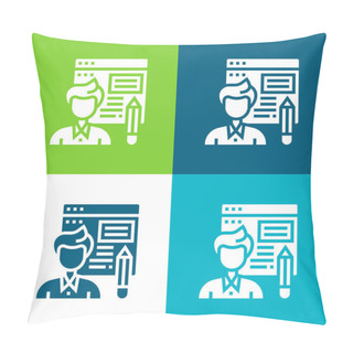 Personality  Blogger Flat Four Color Minimal Icon Set Pillow Covers