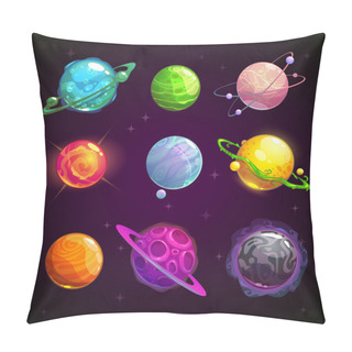 Personality  Colorful Cartoon Fantasy Planets Set Pillow Covers