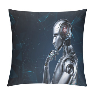 Personality  3d Rendering Ai Robot Think Or Compute Pillow Covers