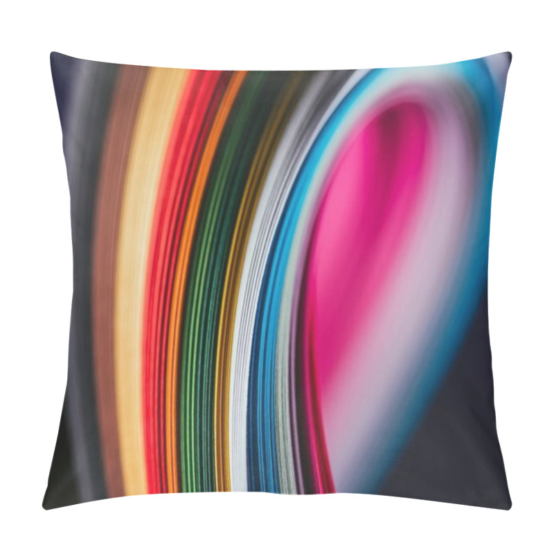 Personality  Close Up Of Colored Bright Quilling Paper Curves On Black Pillow Covers