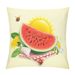 Personality  Summer, Time For A Picnic With  Watermelon On Tablecloth Pillow Covers