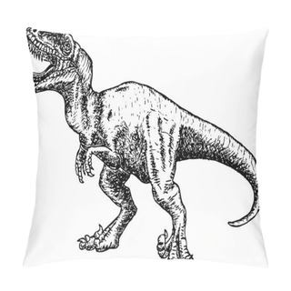 Personality  T Rex Dinosaur. Dinosaur Drawing Pencil Sketch Pillow Covers