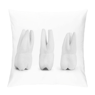 Personality  Teeth Made Of Gypsum Isolated On White Pillow Covers