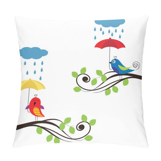 Personality  Birds With Umbrellas Pillow Covers